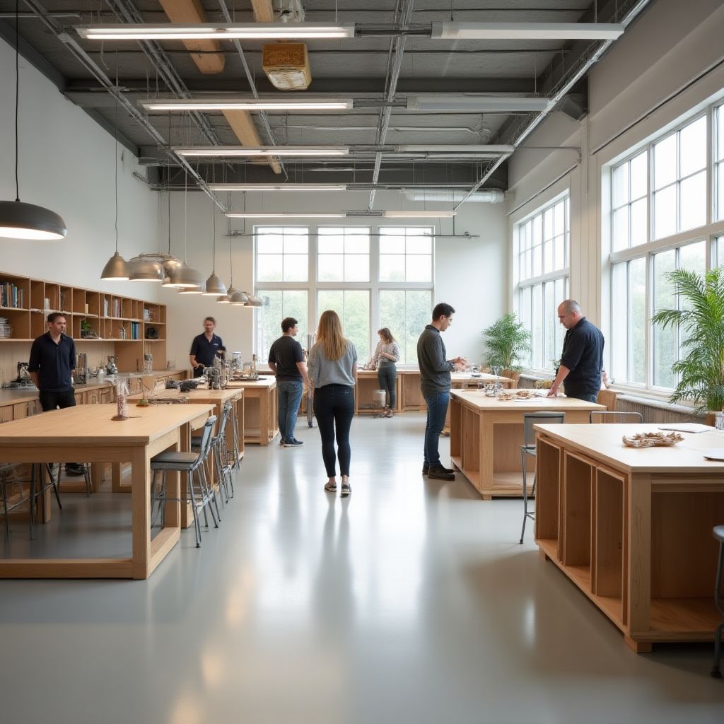 Laboratório de design com equipamentos modernos